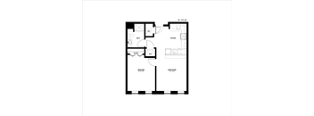 a floor plan of a house with a bedroom and a living room