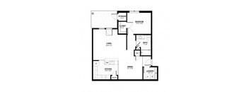a floor plan of a small house with a bedroom and a living room
