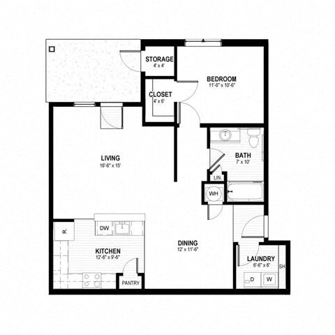 a floor plan of a small house with a bedroom and a living room