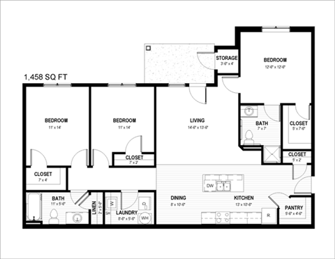 the floor plan of theoblue apartments