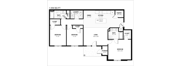 a floor plan of a house with a bedroom and a living room