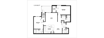 a floor plan of a home with a bedroom and a living room