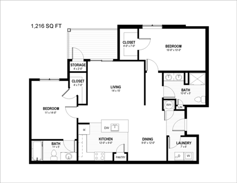 a floor plan of a home with a bedroom and a living room