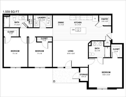 a floor plan of a house with a bedroom and a living room