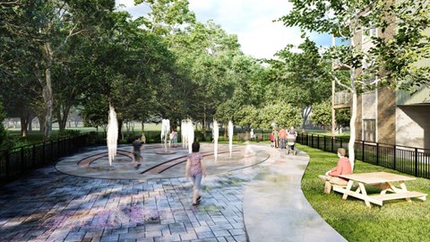 Rendering of Splash pad at Southcliff Apartments