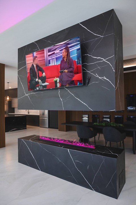 Lounge With Fireplace And TV at The Franklin at Westfield, Westfield, NJ 07090