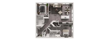A diagram of a house layout with labeled rooms.