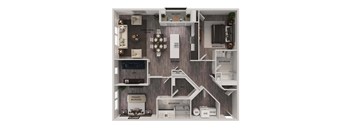 A diagram of a house layout with labeled rooms.