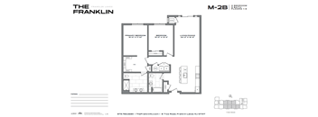 A floor plan for a property called The Franklin shows a 3 bedroom, 2 bathroom apartment.