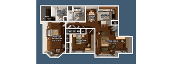 the bedroom floor plan of a bedroom apartment