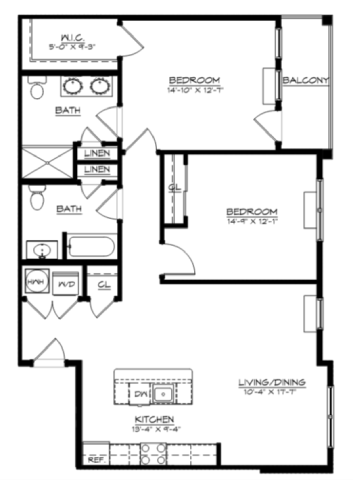 a floor plan of a small house with a bedroom and a living room