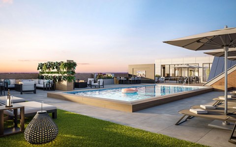 Rooftop Deck Area at The Franklin at Woodbridge Apartments, Woodbridge, NJ 07095