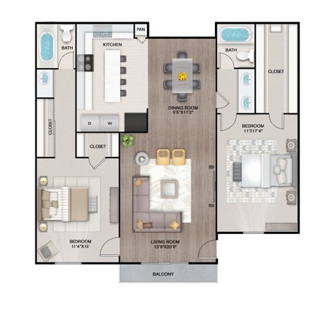 B2 Floor Plan at Latitude 2976, Houston, TX 77042