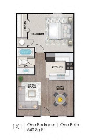 1 bed 1.5 bath A at The Lorient Apartments, Pensacola, FL, 32514
