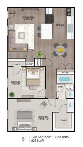 B1 Floor Plan at The Overlook at Pensacola Bay, Pensacola, FL, 32503