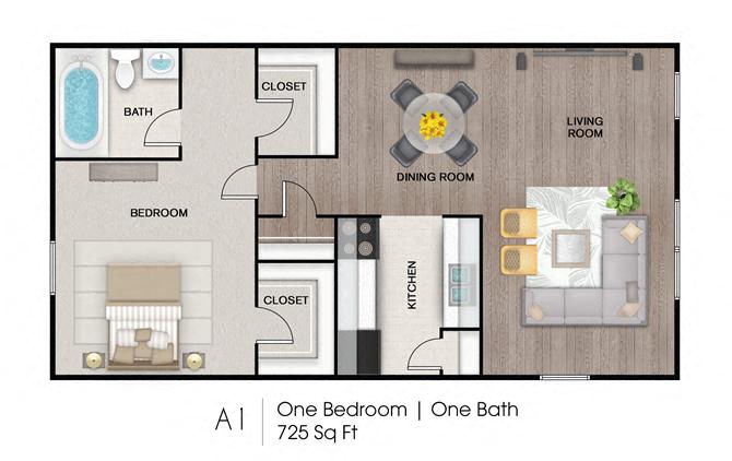 A1_FloorPlan at The Maxwell Apartments, Metairie Florida