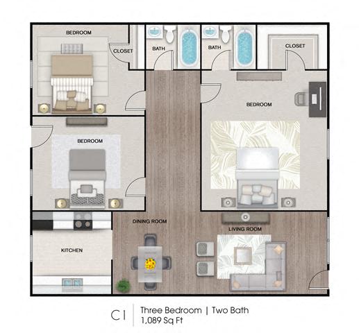 C1_FloorPlan at The Maxwell Apartments, Metairie, 70002