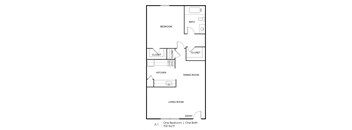 a floor plan of a small house with a kitchen and a living room