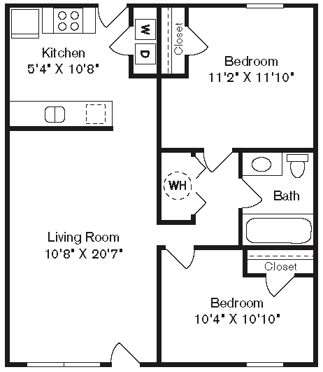 a floor plan of a house with a bedroom and a living room