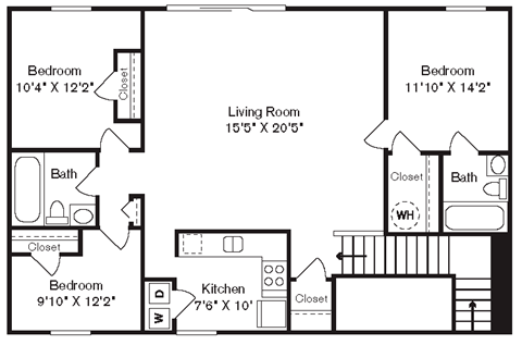 a floor plan of a house with a bedroom and a living room