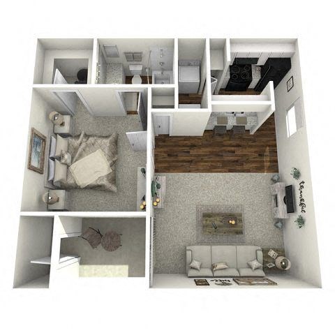 a 3d floor plan of a house