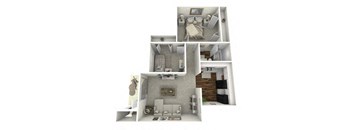 a floor plan with a bedroom and a living room