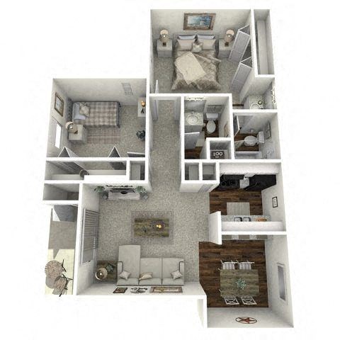 a floor plan of a house with a bedroom and a living room