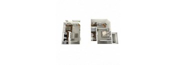two pictures of a kitchen and a apartment