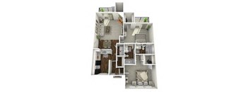 a floor plan with a bedroom and a kitchen