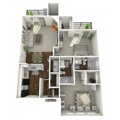 a floor plan with a bedroom and a kitchen