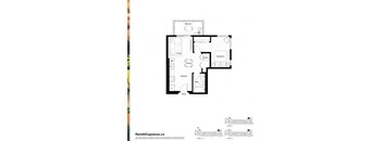 A black and white image of a floor plan for a two-bedroom apartment.