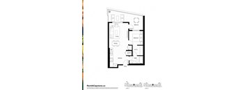 A black and white image of a floor plan for a two-story apartment.
