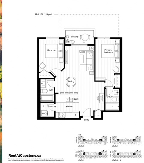 A floor plan for a unit at RentAtCapstone.ca.