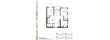 A black and white image of a floor plan for a unit at RentAtCapstone.ca.