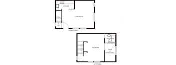 a floor plan of a small house with a bedroom and a living room