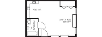 a schematic of a floor plan with a bedroom and a bathroom