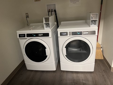 Each floor has a set of coin op washer and dryers