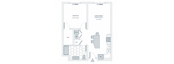 a floor plan of a 1 bedroom floor plan