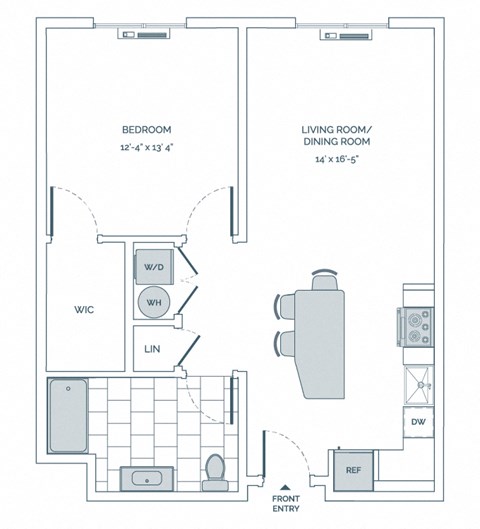 a floor plan of a 1 bedroom floor plan