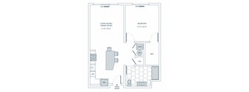 a floor plan of a 1 bedroom floor plan