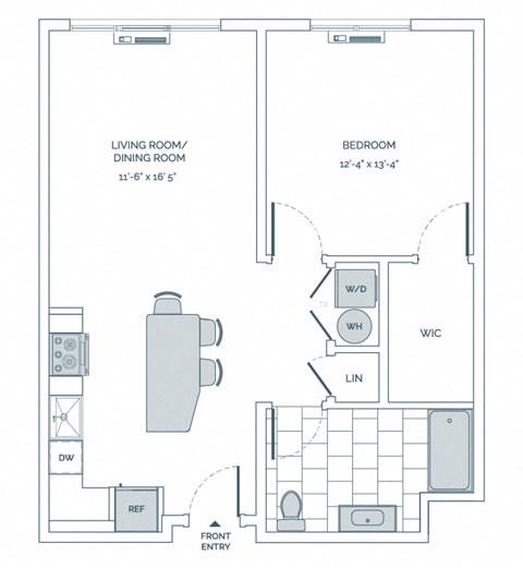 a floor plan of a 1 bedroom floor plan