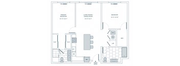 a floor plan of a bedroom floor plan with a bathroom and a living room