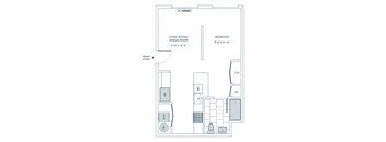 a floor plan of a living room with a kitchen and a dining room