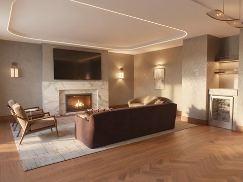 Rendering of the interior of the Resident Lounge at the Arbour House in Cranford, NJ.