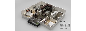 B1 Floor Plan at Infinity on Yorktown, Dallas, TX 75208