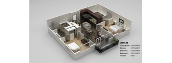 B2 Floor Plan at Infinity on Yorktown, Dallas, TX