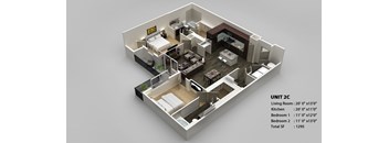 B3 Floor Plan at Infinity on Yorktown, Dallas, 75208