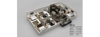 C1 Floor Plan at Infinity on Yorktown, Dallas