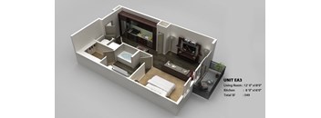E3 Floor Plan at Infinity on Yorktown, Dallas, TX 75208