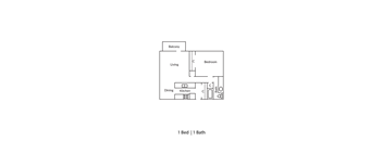 a floor plan of a 1 bed 1 bath